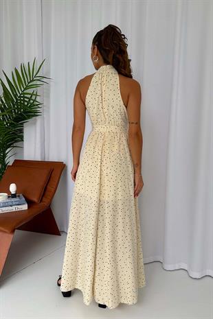 Halter Yaka Puantiyeli Kadın Elbise