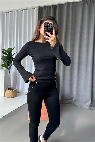 İspanyol Kol Uzun  Kaşkorse Body  - Siyah