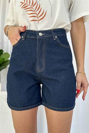 Kadın Kot Şort - Lacivert