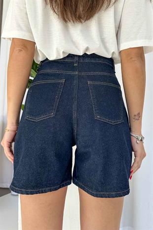 Kadın Kot Şort - Lacivert