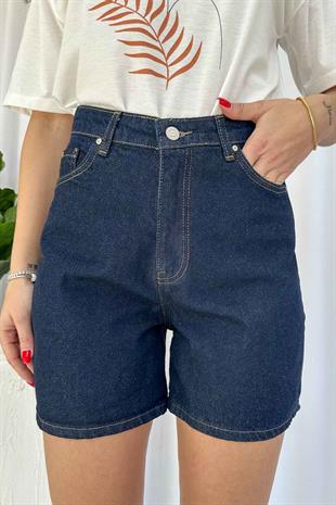 Kadın Kot Şort - Lacivert