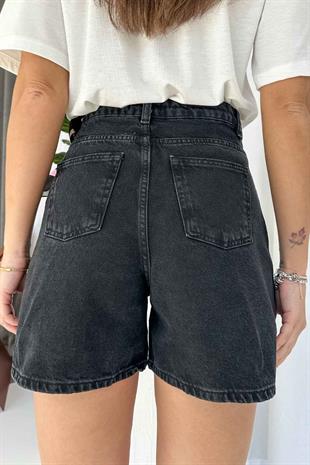 Kadın Kot Şort - Siyah