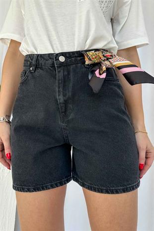 Kadın Kot Şort - Siyah