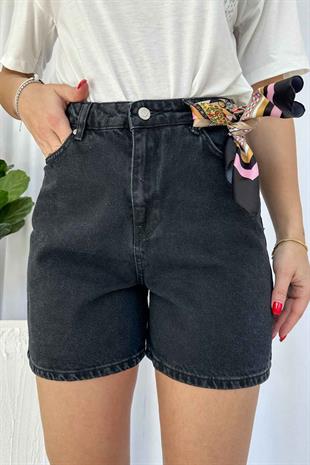 Kadın Kot Şort - Siyah