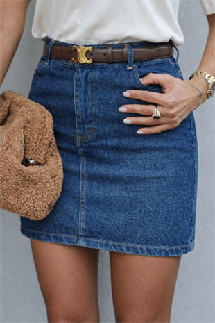 Kısa Denim Etek - Acem Mavisi