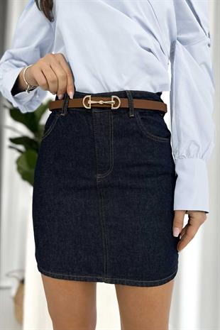 Kısa Denim Etek - Lacivert