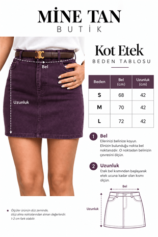 Kısa Denim Etek - Mürdüm