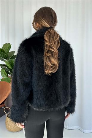 Kısa Kadın Kürk Ceket - Siyah