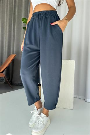 Modal Kumaş Paça Tutturmalı Kadın Pantolon - Antrasit