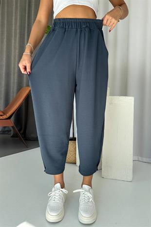 Modal Kumaş Paça Tutturmalı Kadın Pantolon - Antrasit