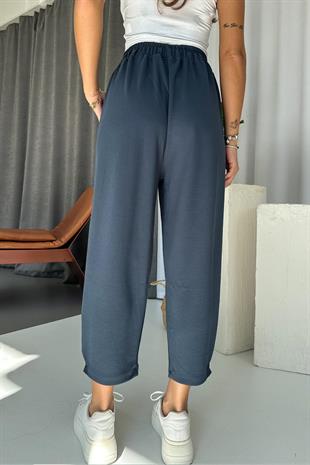 Modal Kumaş Paça Tutturmalı Kadın Pantolon - Antrasit