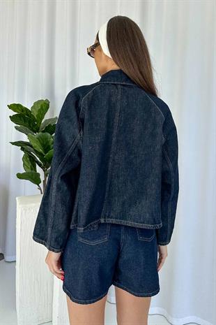 Oversize Cep Detay Denim Ceket