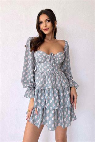 Özel Üretim Sırtı Gipeli Göğüs Detay Sweet Jane Elbise