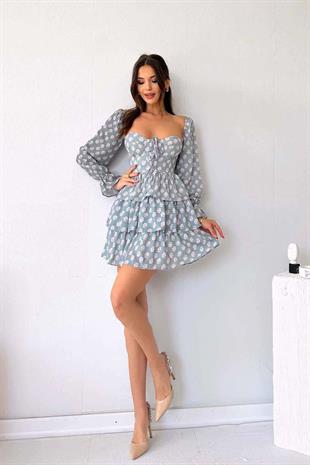 Özel Üretim Sırtı Gipeli Göğüs Detay Sweet Jane Elbise