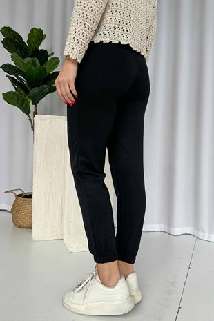 Paçası Lastikli Cepli Jogger Eşofman Altı - Siyah