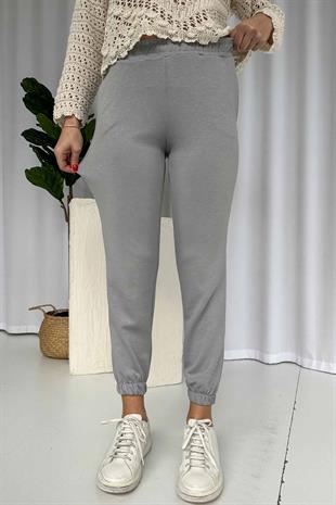 Paçası Lastikli Cepli Jogger Eşofman Altı - Gri