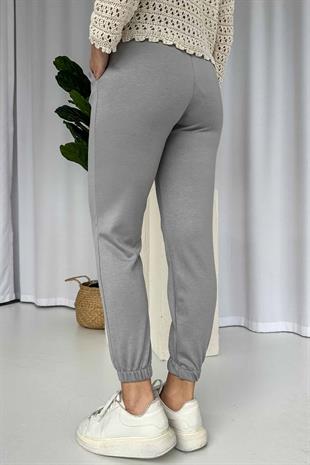 Paçası Lastikli Cepli Jogger Eşofman Altı - Gri