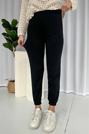 Paçası Lastikli Cepli Jogger Eşofman Altı - Siyah