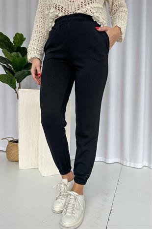 Paçası Lastikli Cepli Jogger Eşofman Altı - Siyah