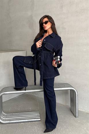 Premium Gabardin Ceket Pantolon Takım - Lacivert