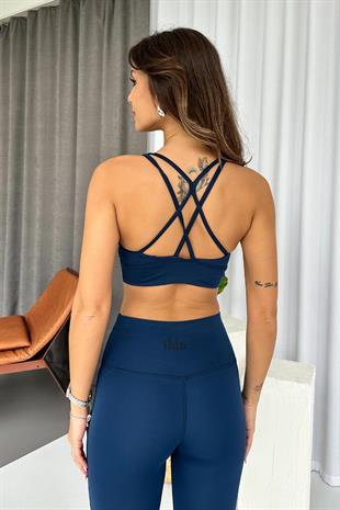 Spor Model Dalgıç Kumaş Kadın Crop - Lacivert