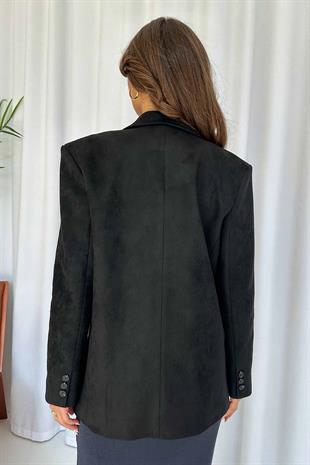 Süet Kadın Ceket - Siyah