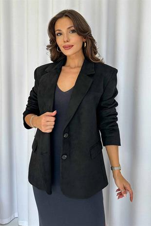 Süet Kadın Ceket - Siyah