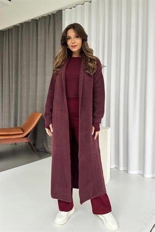 Uzun Yumoş Hırka - Bordo