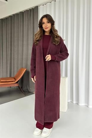 Uzun Yumoş Hırka - Bordo