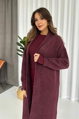 Uzun Yumoş Hırka - Bordo
