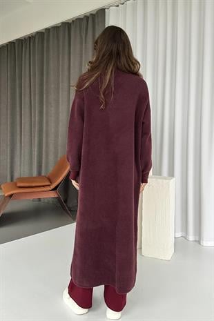 Uzun Yumoş Hırka - Bordo