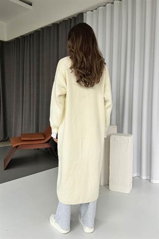 Uzun Yumoş Hırka - Ekru