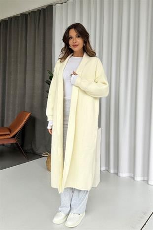 Uzun Yumoş Hırka - Ekru