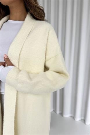 Uzun Yumoş Hırka - Ekru