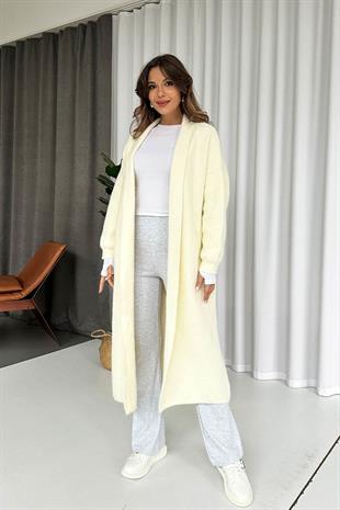 Uzun Yumoş Hırka - Ekru