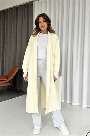 Uzun Yumoş Hırka - Ekru