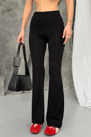 Viskon Kumaş Palazzo Pantolon - Siyah