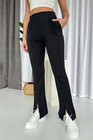 Yırtmaç Detay Pantolon - Siyah
