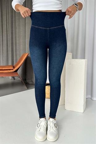 Yüksek Bel Dar Paça Kadın Tayt - Lacivert