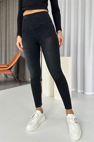 Yüksek Bel Dar Paça Kadın Tayt - Siyah