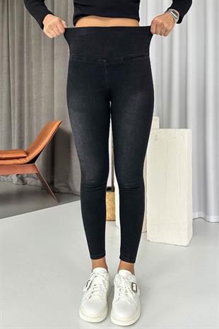 Yüksek Bel Dar Paça Kadın Tayt - Siyah