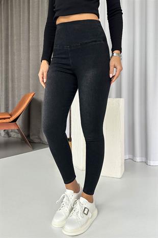 Yüksek Bel Dar Paça Kadın Tayt - Siyah