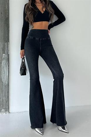 Yüksek Bel  İspanyol Paça Kadın Tayt - Antrasit