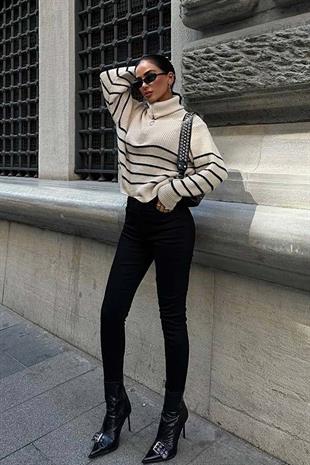 Yüksek Bel Likralı Skinny Jean - Siyah