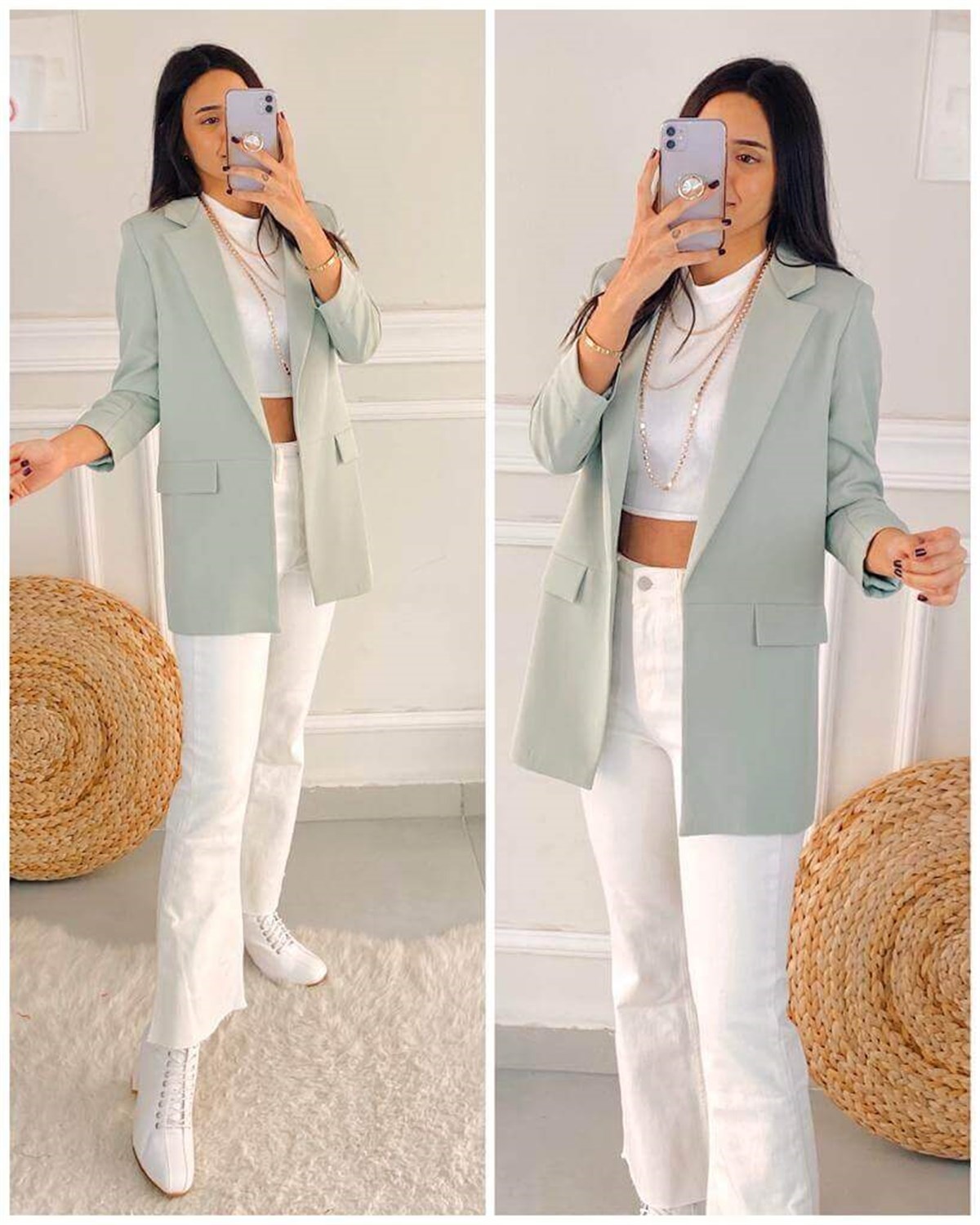 Blazer Cep Detay Su Yeşili Kadın Ceket | Trend&Şık Tasarımlar |  minetanbutik.com.tr