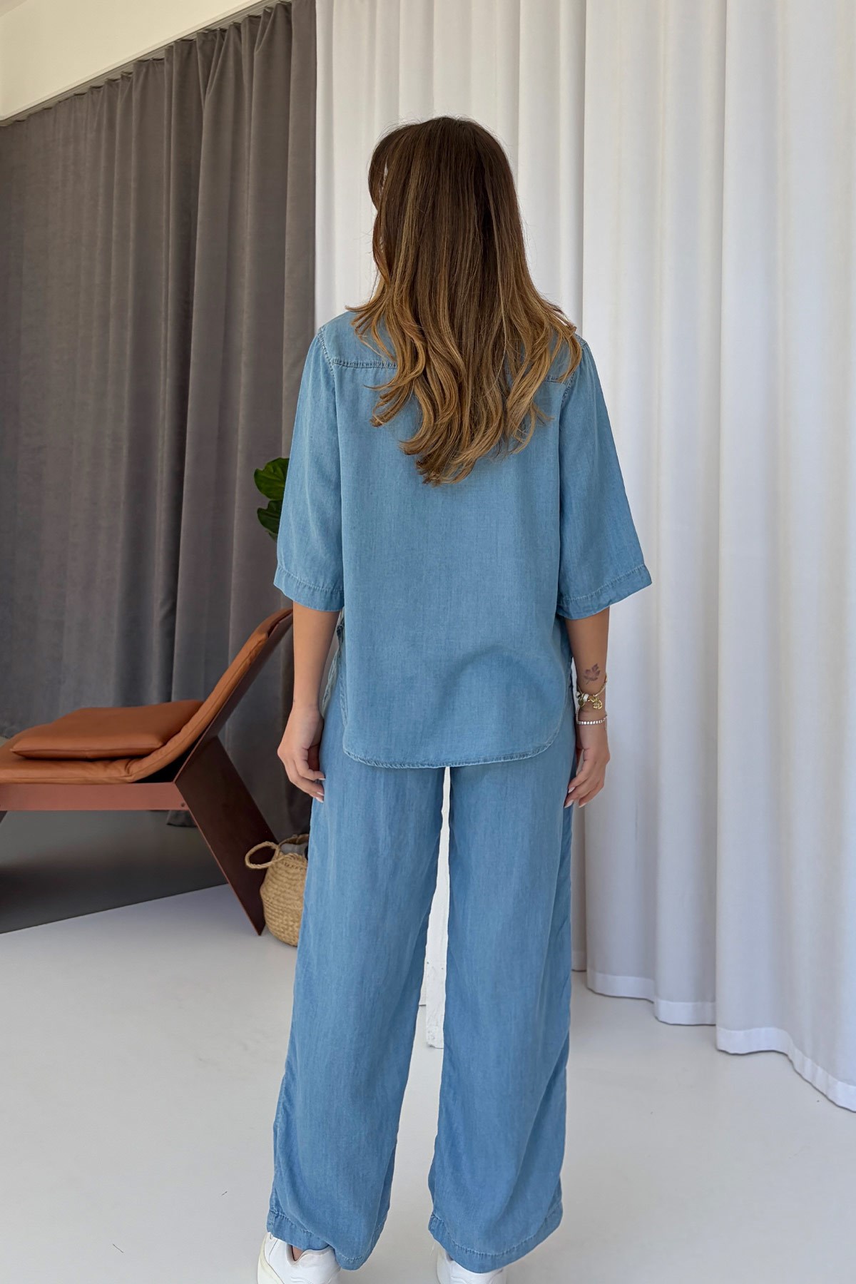 Gömlekli Tensel Denim Takım - Mavi · 5