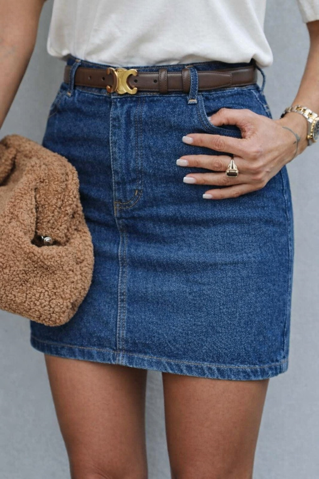 Kısa Denim Etek - Acem Mavisi