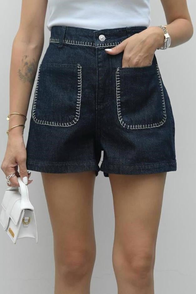Kroşeli Denim Kadın Şort