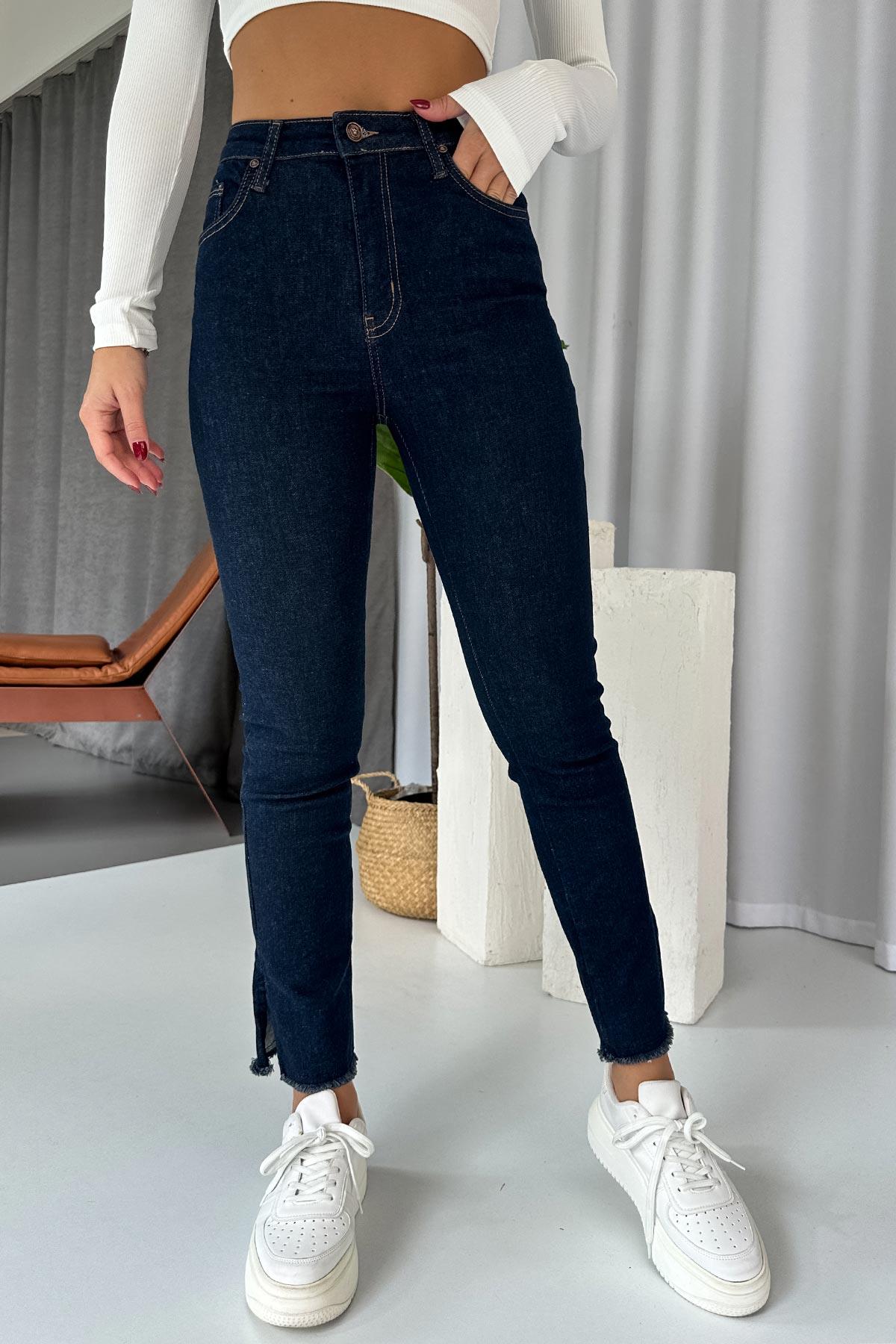 Mia Yüksek Bel Likralı Dar Paça Jean - Lacivert