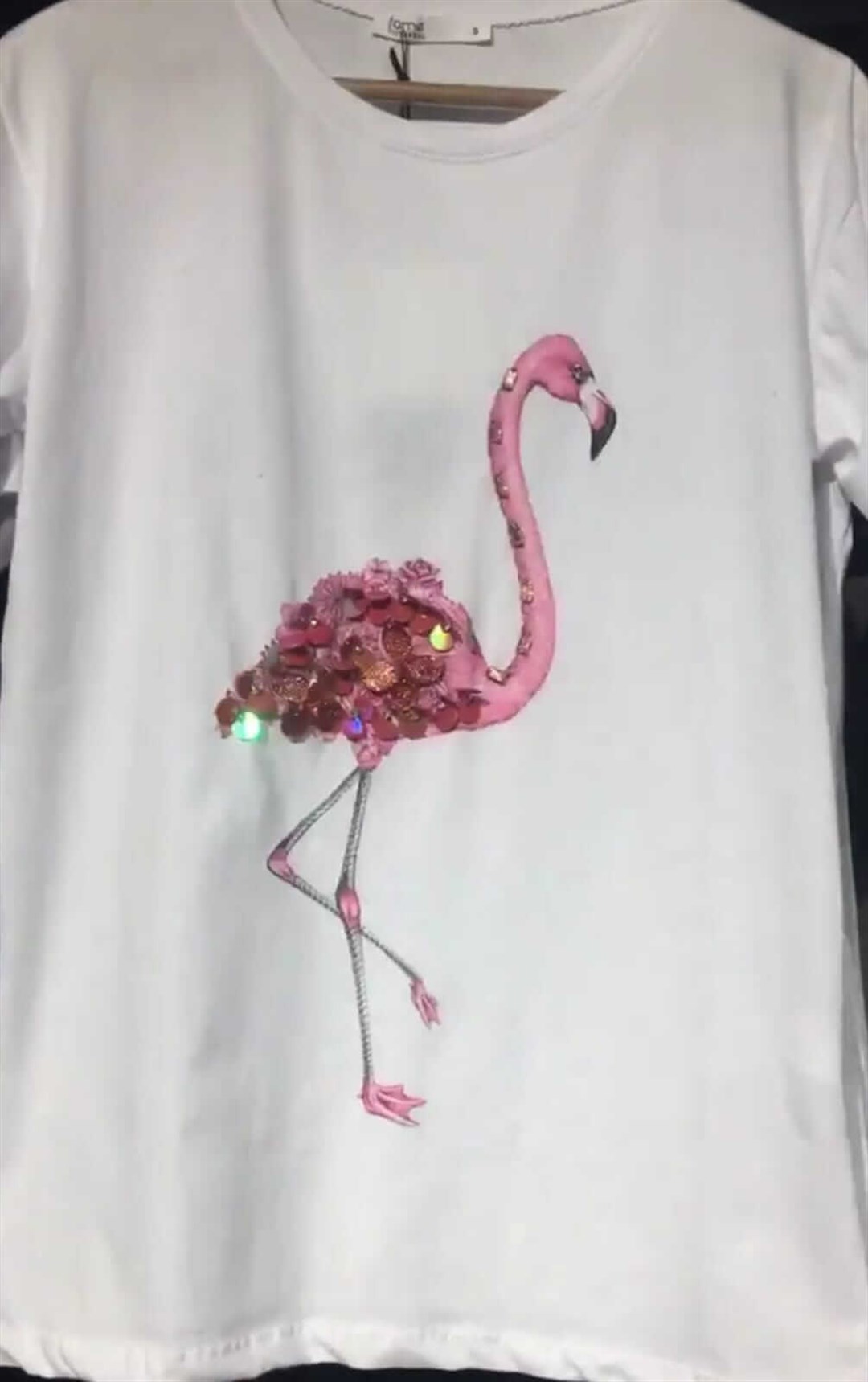 Pembe Pelikan Payetli T-Shirt | Trend&Şık Tasarımlar | minetanbutik.com.tr